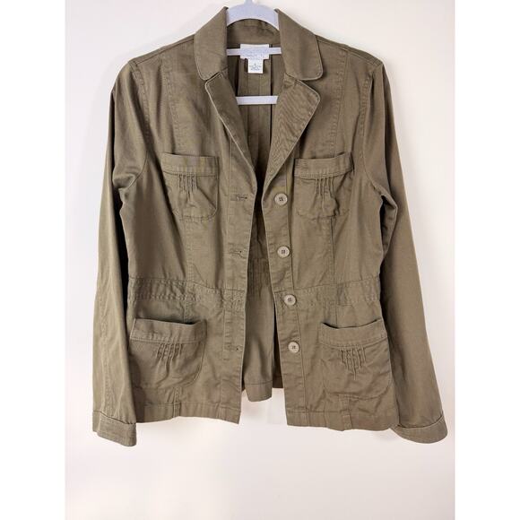 LOFT Jackets & Blazers - Ann Taylor LOFT Utility Jacket Size 6 Olive Cotton Military Style Blazer Spring